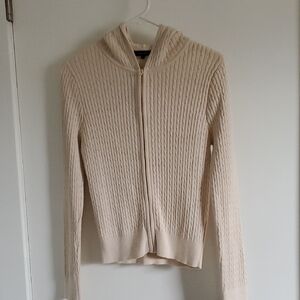 JEANNE PIERRE Cream Zip-Up Cardigan